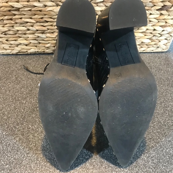 Charles David "Duffy" Black Mid-Calf Pointy Studded Zip/ Lace-up Boots E… - Picture 15 of 16